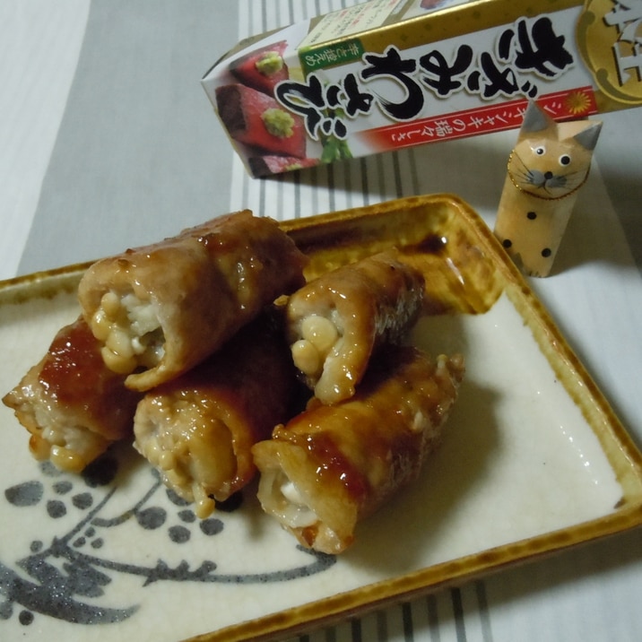 ちょっとヘルシー?えのきの肉巻き 甘辛わさびだれ♪